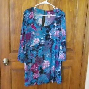 Laura Ashley multi colored  floral 3/4 sleeve women's top size XL